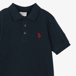 U.S. Polo Assn.-Boys Blue Checkerboard Polo Shirt with Double Horsemen Logo | Childrensalon Outlet