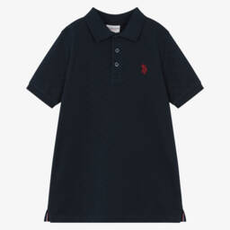U.S. Polo Assn.-Boys Blue Checkerboard Polo Shirt with Double Horsemen Logo | Childrensalon Outlet