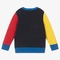 U.S. Polo Assn.-Boys Blue Colourblock Knitted Sweater | Childrensalon Outlet