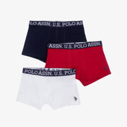 U.S. Polo Assn.-Boys Blue Cotton Boxer Shorts (3 Pack) | Childrensalon Outlet