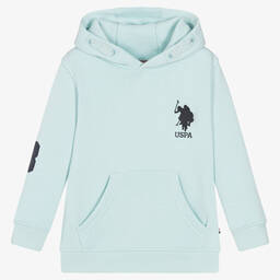 U.S. Polo Assn.-Boys Blue Cotton Logo Hoodie | Childrensalon Outlet