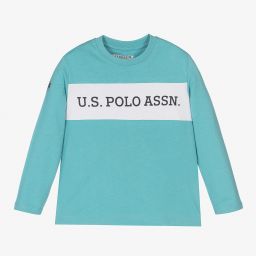 U.S. Polo Assn.-Boys Blue Cotton Logo Top | Childrensalon Outlet