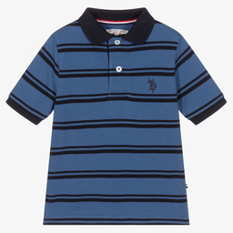 U.S. Polo Assn.-Boys Blue Cotton Polo Shirt | Childrensalon Outlet