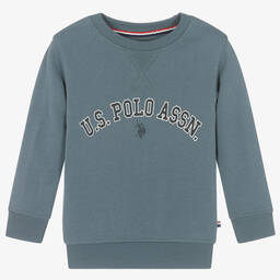 U.S. Polo Assn.-Boys Blue Cotton Sweatshirt | Childrensalon Outlet