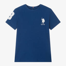 U.S. Polo Assn.-Boys Blue Cotton T-Shirt | Childrensalon Outlet