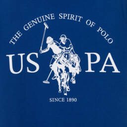 U.S. Polo Assn.-Boys Blue Cotton T-Shirt with Graphic Logo Print | Childrensalon Outlet