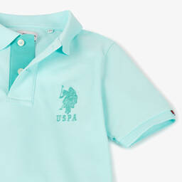 U.S. Polo Assn.-Boys Blue Embroidered Cotton Polo Shirt | Childrensalon Outlet