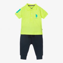 U.S. Polo Assn.-Boys Blue & Green Trouser Set | Childrensalon Outlet