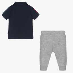 U.S. Polo Assn.-Boys Blue & Grey Trouser Set | Childrensalon Outlet