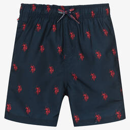 U.S. Polo Assn.-Boys Blue Logo Swim Shorts | Childrensalon Outlet