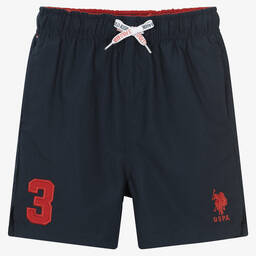 U.S. Polo Assn.-Boys Blue Logo Swim Shorts | Childrensalon Outlet