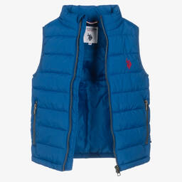 U.S. Polo Assn.-Boys Blue Puffer Gilet  | Childrensalon Outlet