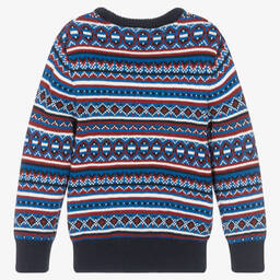 U.S. Polo Assn.-Boys Blue & Red Cotton Knitted Sweater | Childrensalon Outlet