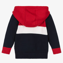 U.S. Polo Assn.-Boys Blue & Red Hooded Knit Sweater | Childrensalon Outlet