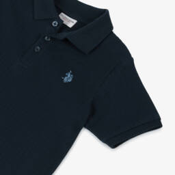 U.S. Polo Assn.-Boys Blue Ribbed Jersey Polo Shirt | Childrensalon Outlet