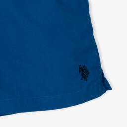 U.S. Polo Assn.-Boys Blue Swim Shorts with Double Horsemen Logo | Childrensalon Outlet