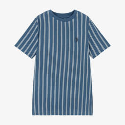 U.S. Polo Assn.-Boys Blue & White Striped Cotton Knit T-Shirt | Childrensalon Outlet