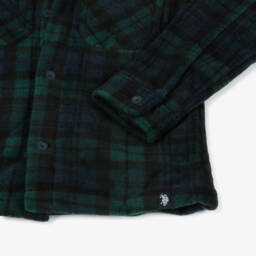 U.S. Polo Assn.-قميص فلانيل كاروهات لون أخضر داكن وأزرق للأولاد | Childrensalon Outlet