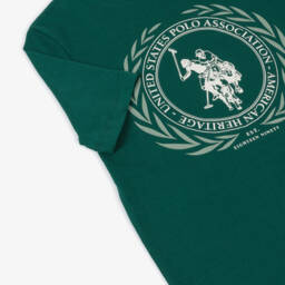 U.S. Polo Assn.-تيشيرت قطن بشعار لون أخضر للأولاد | Childrensalon Outlet