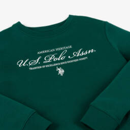 U.S. Polo Assn.-Boys Dark Green Cotton Jersey Sweatshirt | Childrensalon Outlet