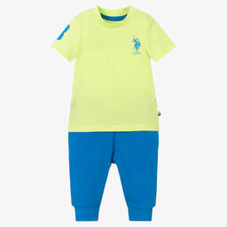 U.S. Polo Assn.-Boys Green & Blue Trouser Set | Childrensalon Outlet