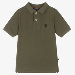 U.S. Polo Assn.-Boys Green Cotton Polo Shirt | Childrensalon Outlet