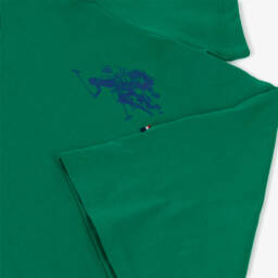 U.S. Polo Assn.-Boys Green Cotton T-Shirt with Double Horsemen Logo | Childrensalon Outlet