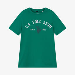 U.S. Polo Assn.-Boys Green Cotton T-Shirt with Signature Arch Logo | Childrensalon Outlet