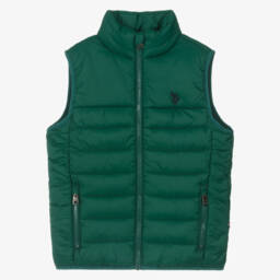 U.S. Polo Assn.-Boys Green Padded Gilet With Embroidered Logo | Childrensalon Outlet