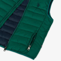 U.S. Polo Assn.-Boys Green Padded Gilet With Embroidered Logo | Childrensalon Outlet