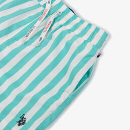 U.S. Polo Assn.-Boys Green & White Stripe Swim Shorts | Childrensalon Outlet