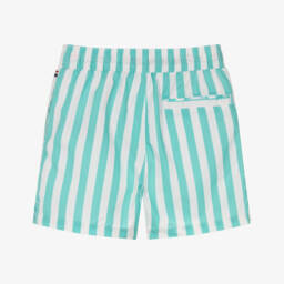U.S. Polo Assn.-Boys Green & White Stripe Swim Shorts | Childrensalon Outlet