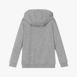 U.S. Polo Assn.-Boys Grey Cotton Hooded Zip-up Top with Embroidered Logo | Childrensalon Outlet