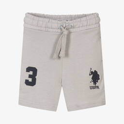 U.S. Polo Assn.-Boys Grey Cotton Logo Shorts | Childrensalon Outlet