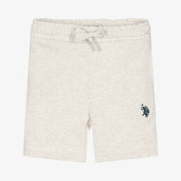 U.S. Polo Assn.-Boys Grey Marl Cotton Logo Shorts | Childrensalon Outlet