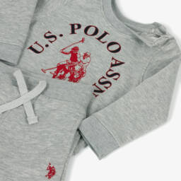U.S. Polo Assn.-Boys Grey Marl Tracksuit with Double Horseman Logo | Childrensalon Outlet