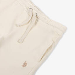 U.S. Polo Assn.-Boys Ivory Cotton Jersey Shorts with Double Horseman Logo | Childrensalon Outlet