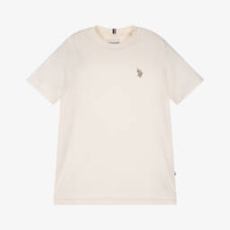 U.S. Polo Assn.-Boys Ivory Cotton T-Shirt with Embroidered Logo | Childrensalon Outlet