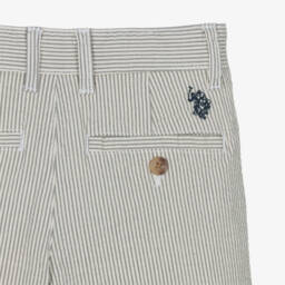U.S. Polo Assn.-Boys Ivory & Grey Seersucker Shorts | Childrensalon Outlet
