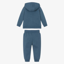 U.S. Polo Assn.-Boys Mid-Blue Cotton Tracksuit with Double Horsemen Logos | Childrensalon Outlet