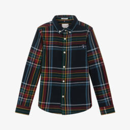 U.S. Polo Assn.-Boys Navy Blue Check Twill Shirt | Childrensalon Outlet