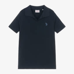 U.S. Polo Assn.-Boys Navy Blue Cotton Jersey T-Shirt with Double Horseman Logo | Childrensalon Outlet