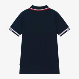 U.S. Polo Assn.-Boys Navy Blue Cotton Polo Shirt With Stripes  | Childrensalon Outlet