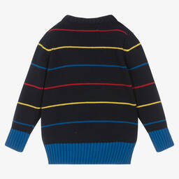 U.S. Polo Assn.-Boys Navy Blue Cotton Striped Sweater | Childrensalon Outlet