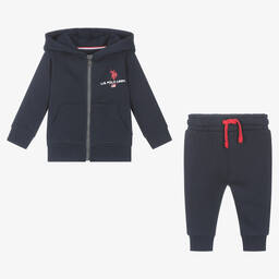 U.S. Polo Assn.-Boys Navy Blue Hooded Tracksuit | Childrensalon Outlet