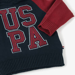U.S. Polo Assn.-Boys Navy Blue Knitted Cotton Hoodie | Childrensalon Outlet