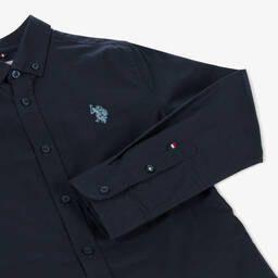 U.S. Polo Assn.-Boys Navy Blue Oxford Cotton Shirt | Childrensalon Outlet