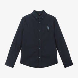 U.S. Polo Assn.-Boys Navy Blue Oxford Cotton Shirt | Childrensalon Outlet