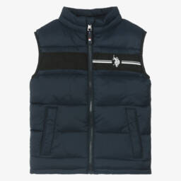 U.S. Polo Assn.-Boys Navy Blue Puffer Gilet With Tape Panel | Childrensalon Outlet