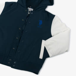 U.S. Polo Assn.-Boys Navy Blue Varsity Style Hooded Jacket | Childrensalon Outlet